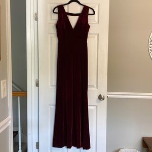Dark Red Velvet Evening Gown or Prom Dress